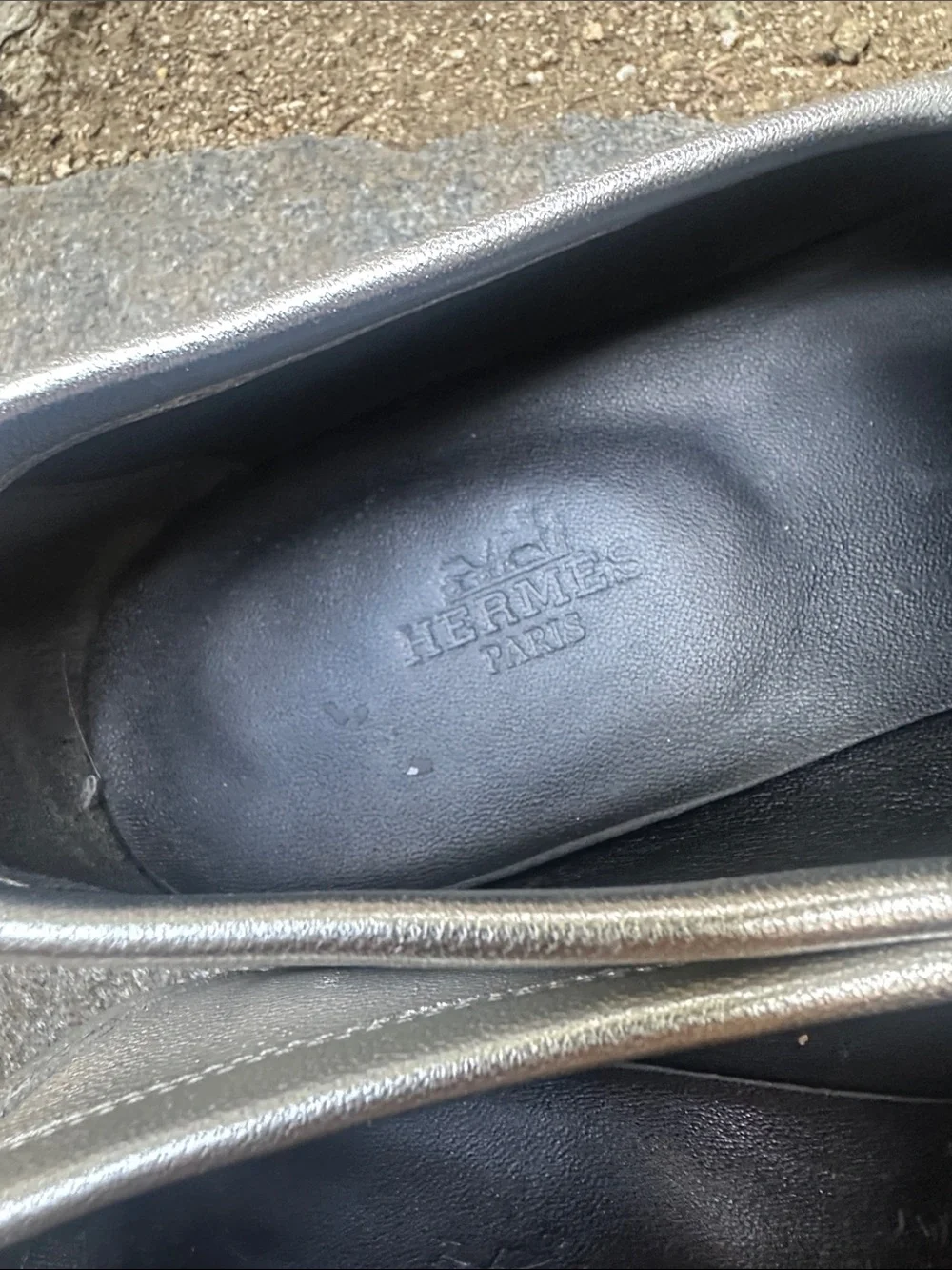 Hermes silver loafers